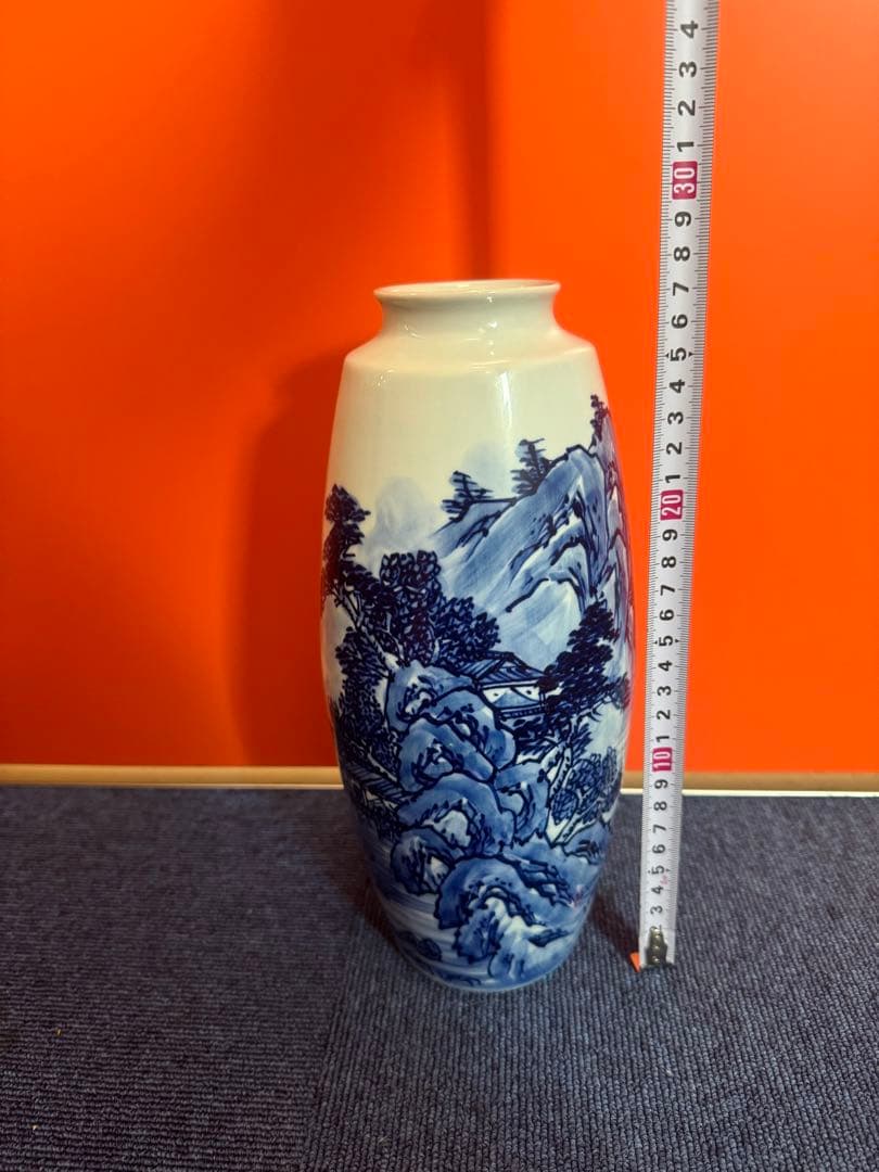 1969有田焼　染付山水　花瓶