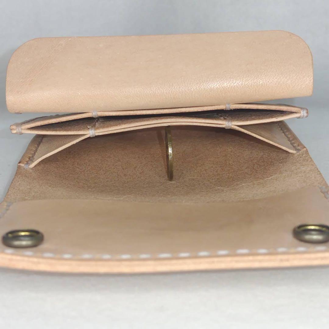【ハンドメイド】総手縫い ヌメ革 革財布 トラッカーウォレット ショートサイズ