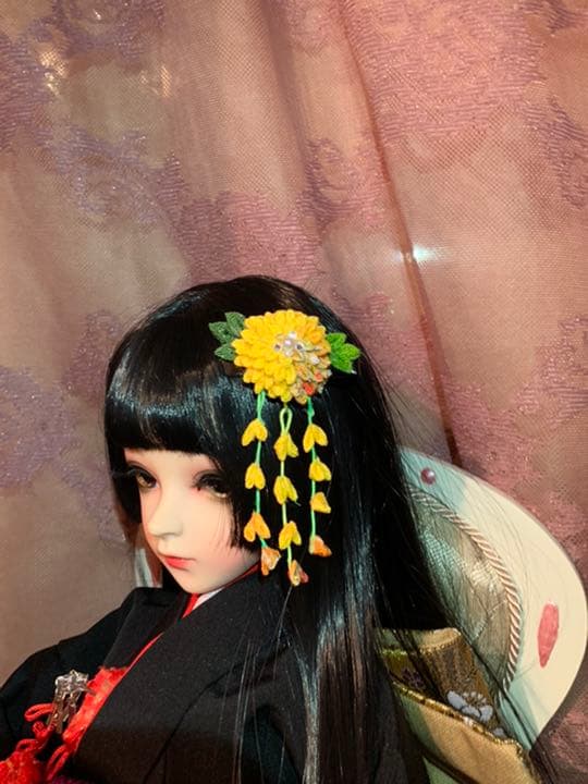 ドール用　菊の花の髪飾り　かんざし　つまみ細工　御注文ページ