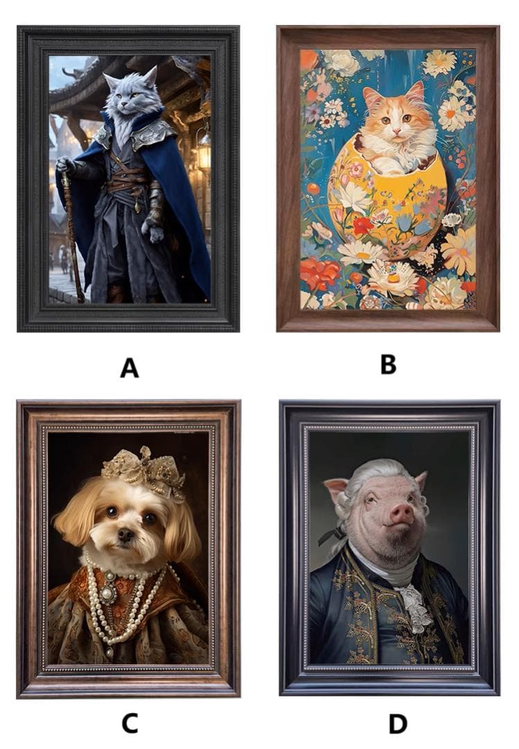 ペット似顔絵アートオーダーメイド、サプライズギフト、有名油絵シリーズ