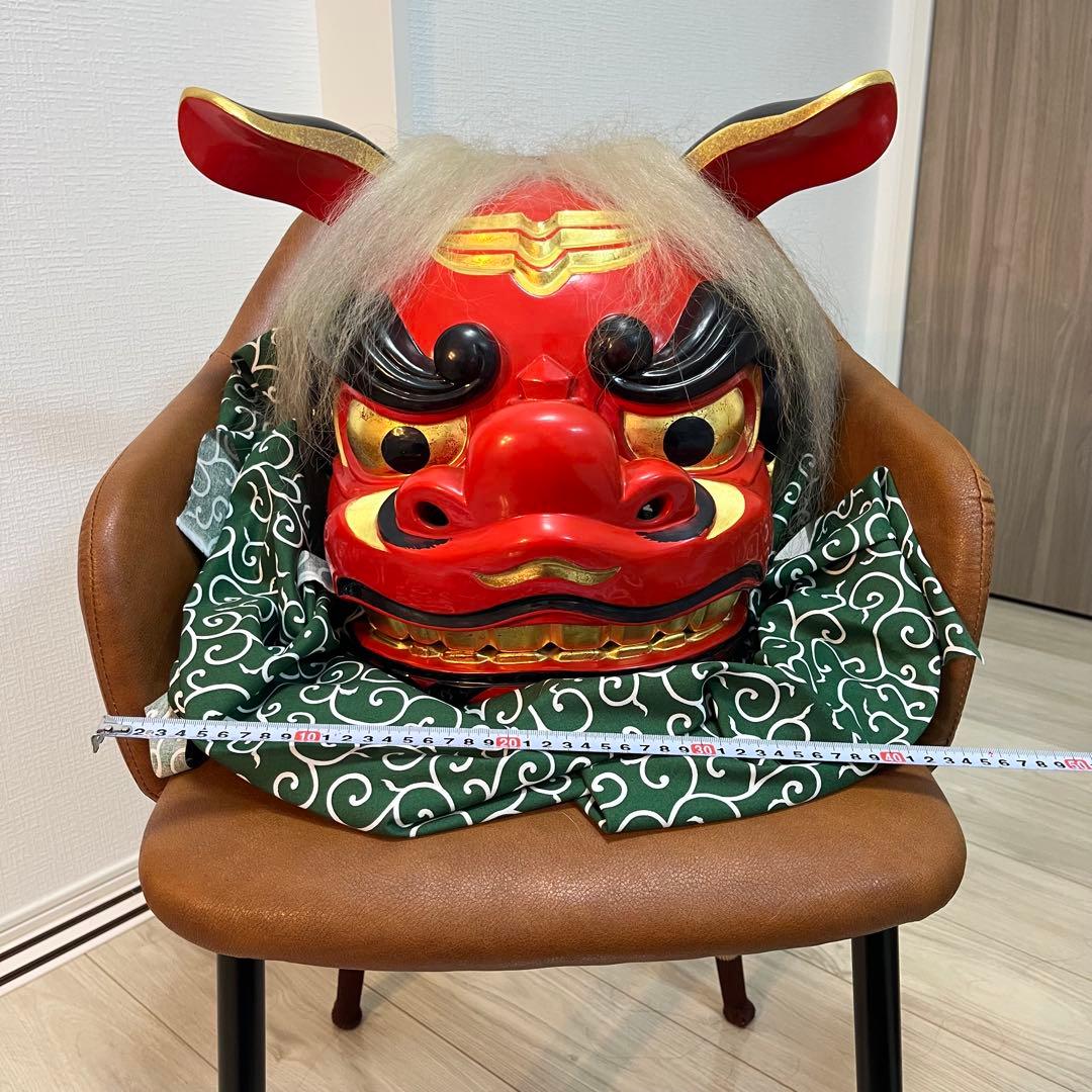 .獅子舞　獅子頭　石岡　木彫　置物　古美術　神楽 木製 木彫