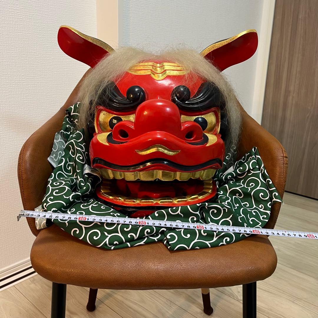 .獅子舞　獅子頭　石岡　木彫　置物　古美術　神楽 木製 木彫