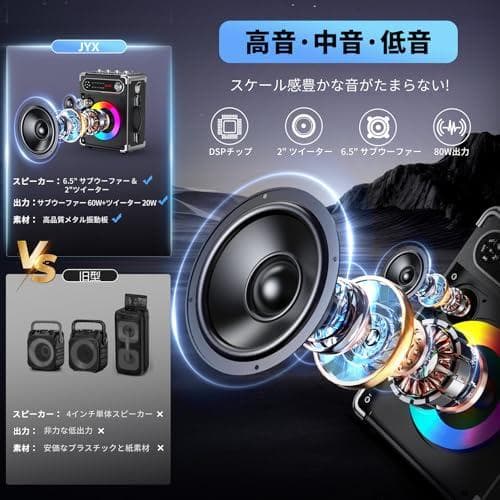 新品 スピーカーセット 拡声器 ワイヤレスマイク２本 Bluetooth5.3対