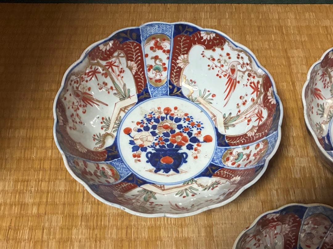 古伊万里 色絵 金彩 花鳥紋 三ツ組鉢