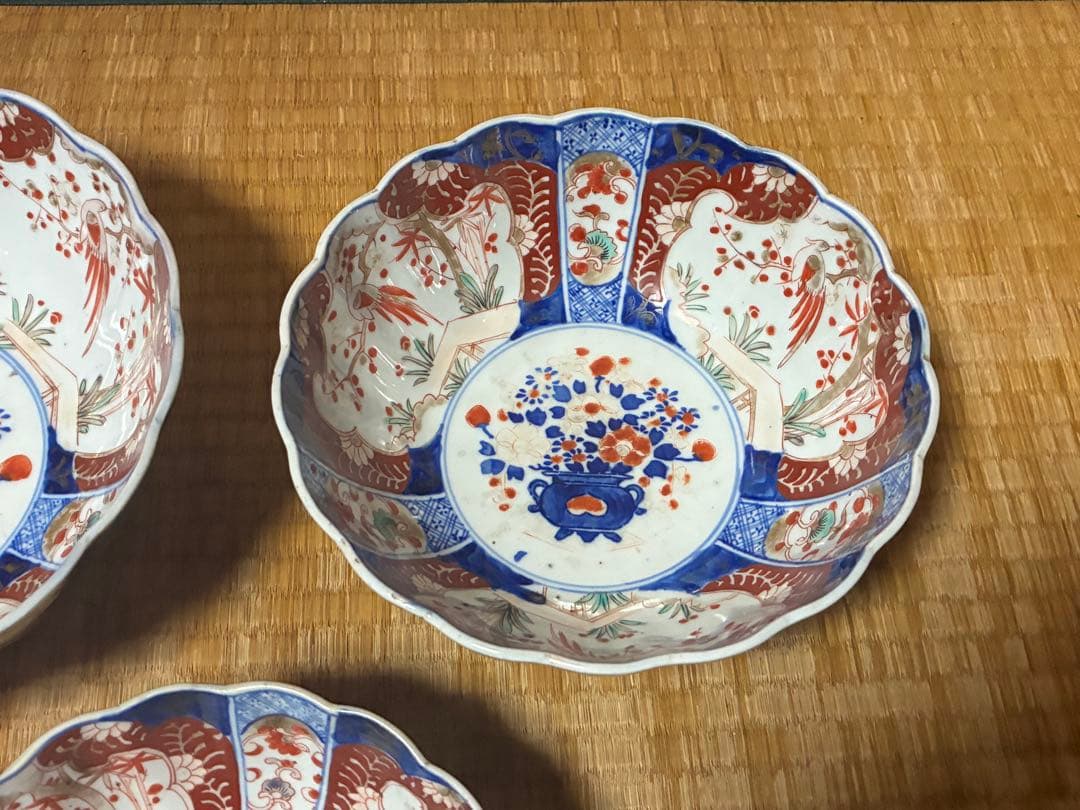 古伊万里 色絵 金彩 花鳥紋 三ツ組鉢