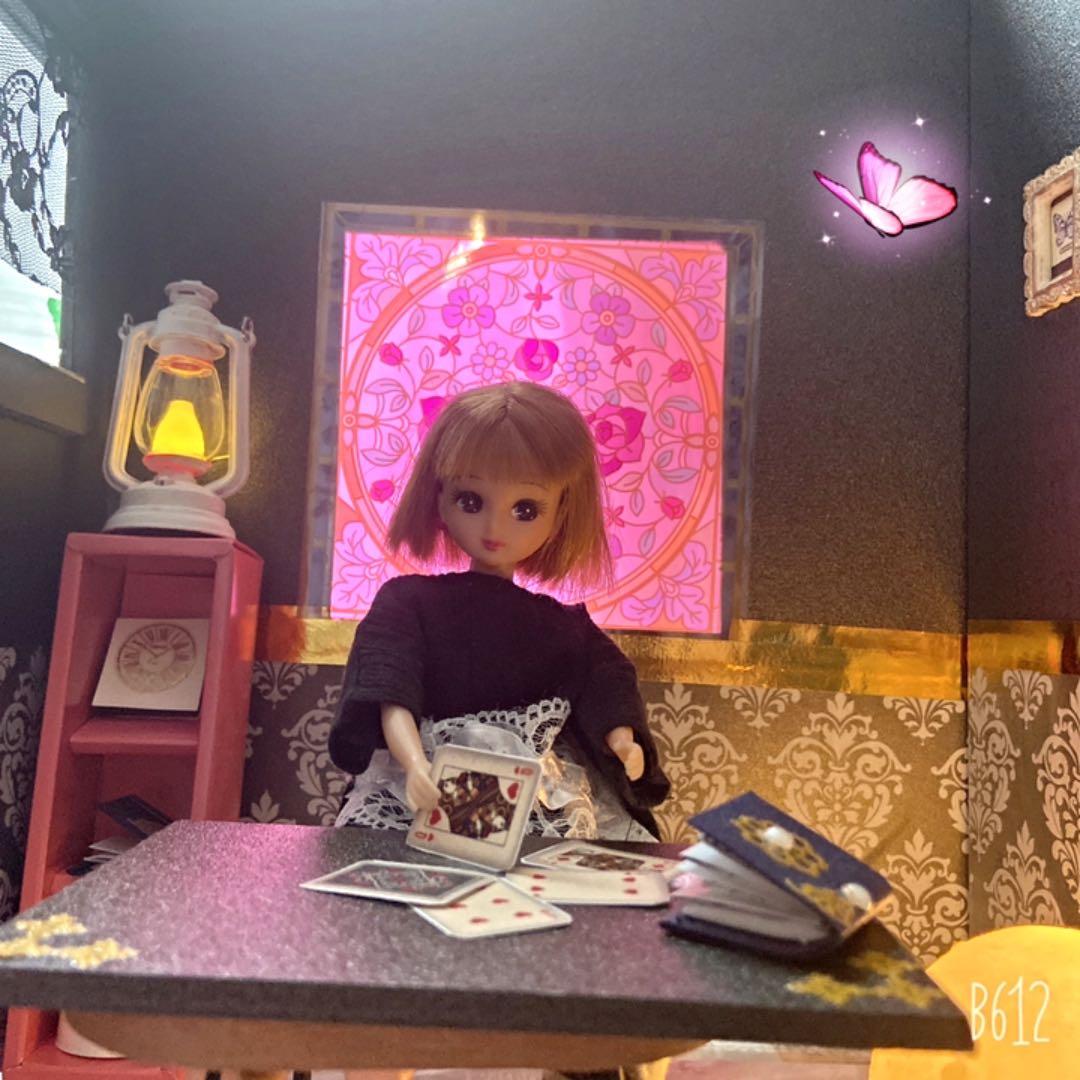 ドールハウス　ハンドメイド　部屋　38cm ゴシック　灯り　ミステリー