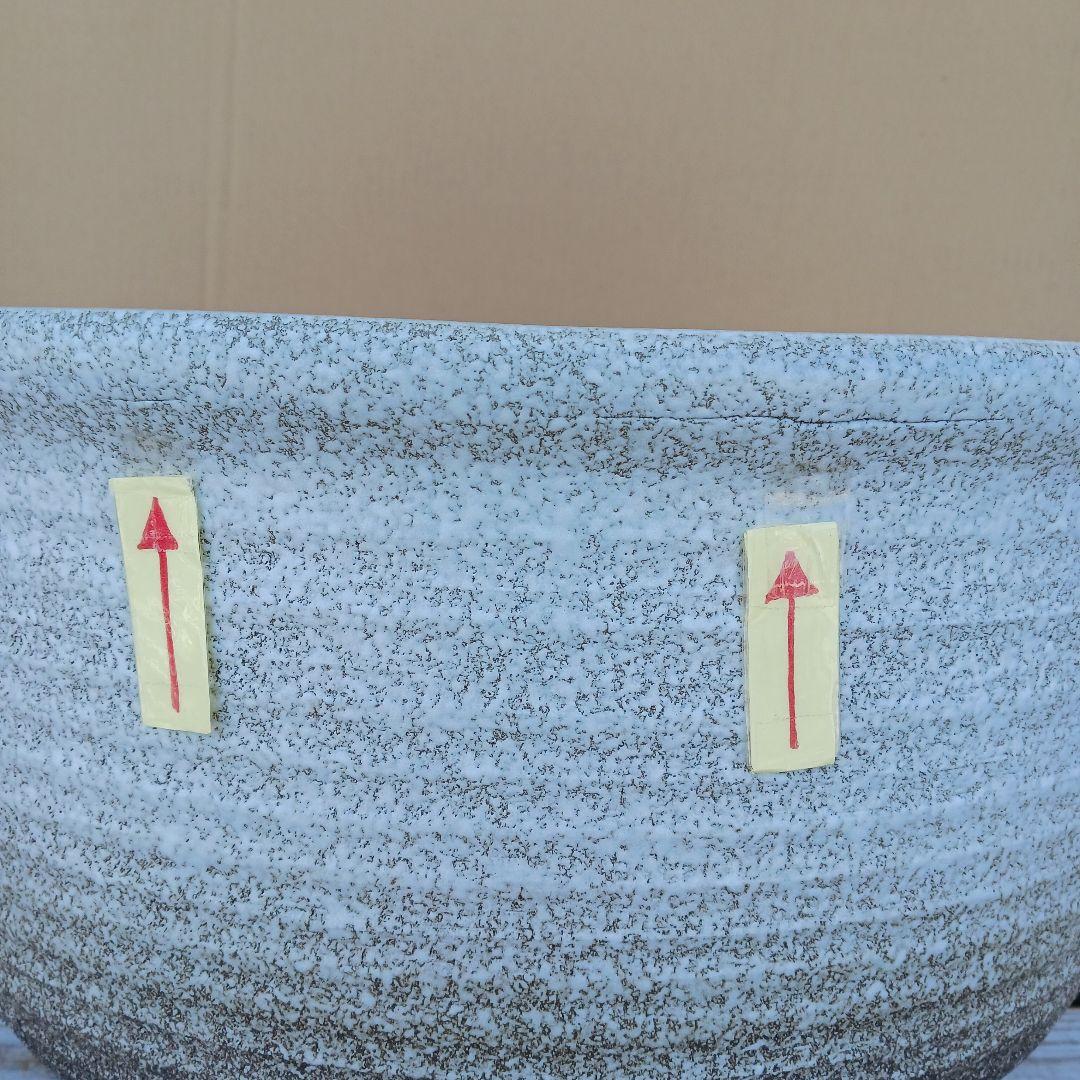 新品　∅50　陶器　睡蓮鉢　特大　メダカ鉢　白　ホワイト　ルーバー　難有　LWH