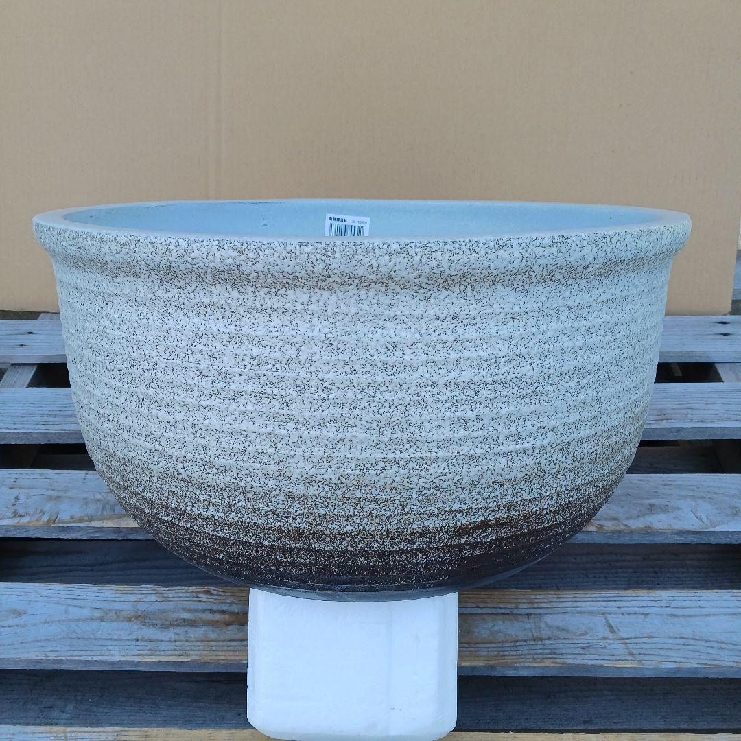 新品　∅50　陶器　睡蓮鉢　特大　メダカ鉢　白　ホワイト　ルーバー　難有　LWH