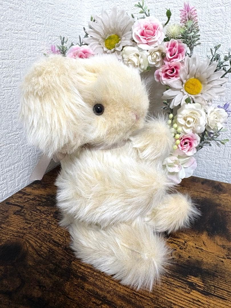 ハンドメイドぬいぐるみ ベージュたれ耳うさぎ ちいさめ 寄り添ううさぎ 一点もの