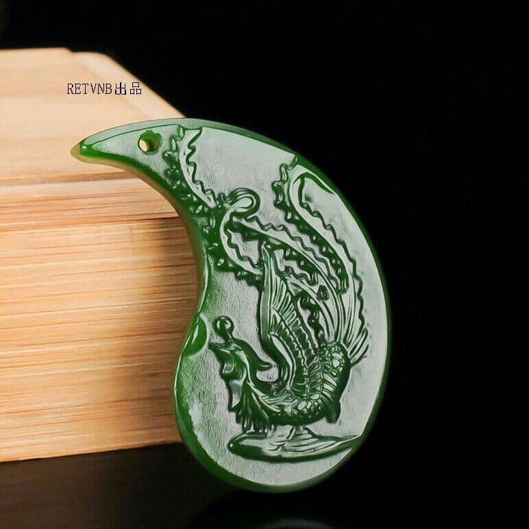 玉翡縁玉器和田玉カップルペンダント碧玉龍鳳対玉ペンダント玉佩N7