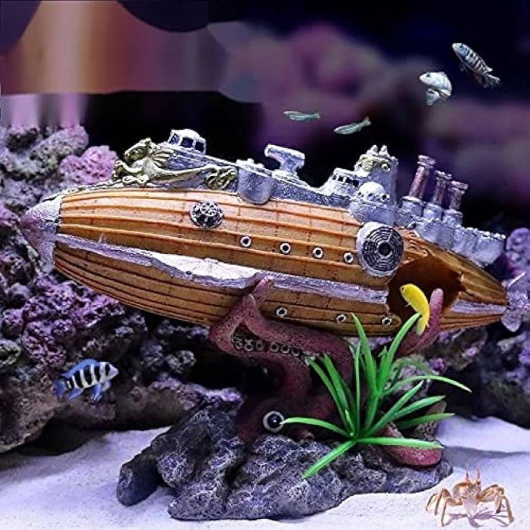 ♦️金魚 熱帯魚 シェルター 潜水艦 タコ たこ オブジェ アクアリウム 水槽