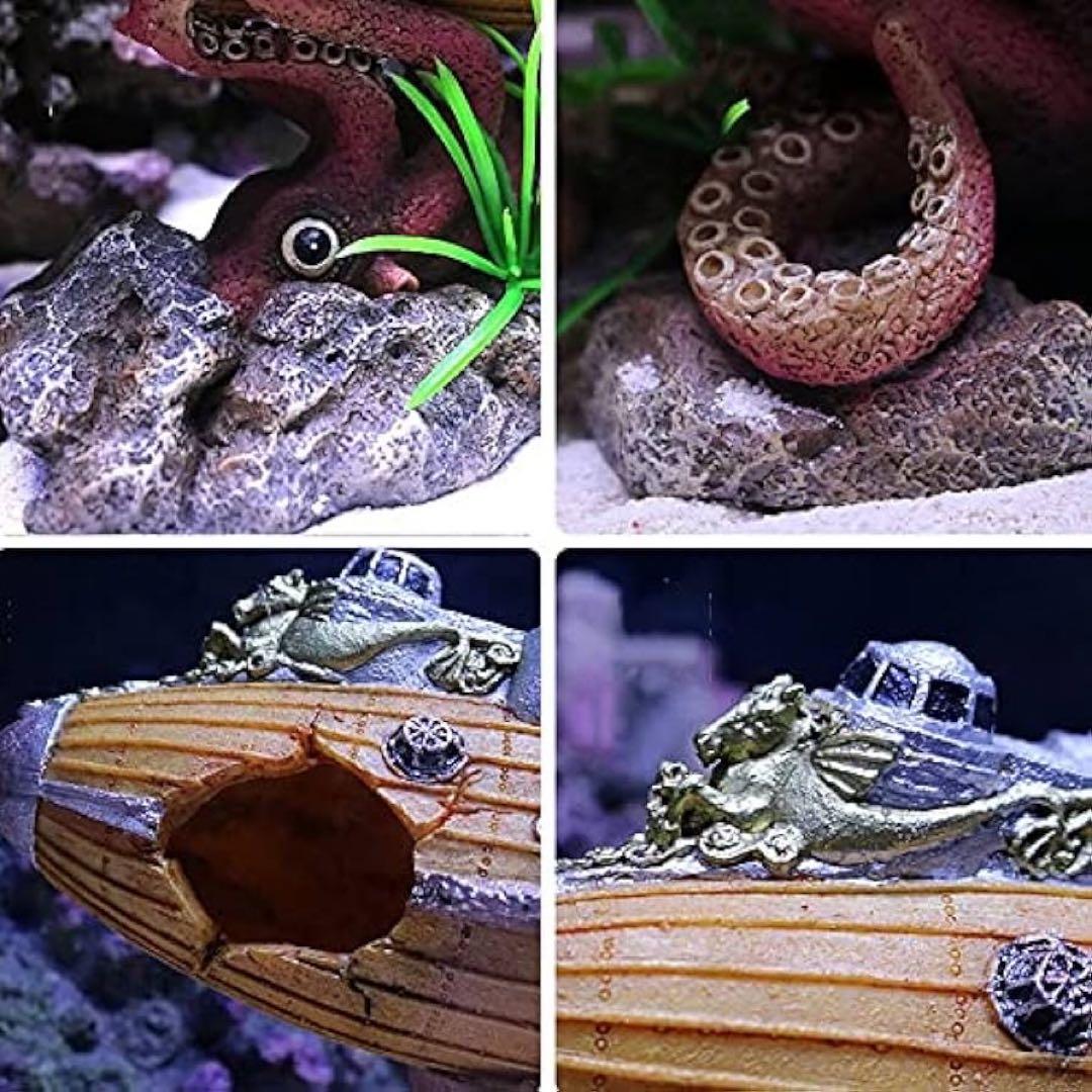 ♦️金魚 熱帯魚 シェルター 潜水艦 タコ たこ オブジェ アクアリウム 水槽