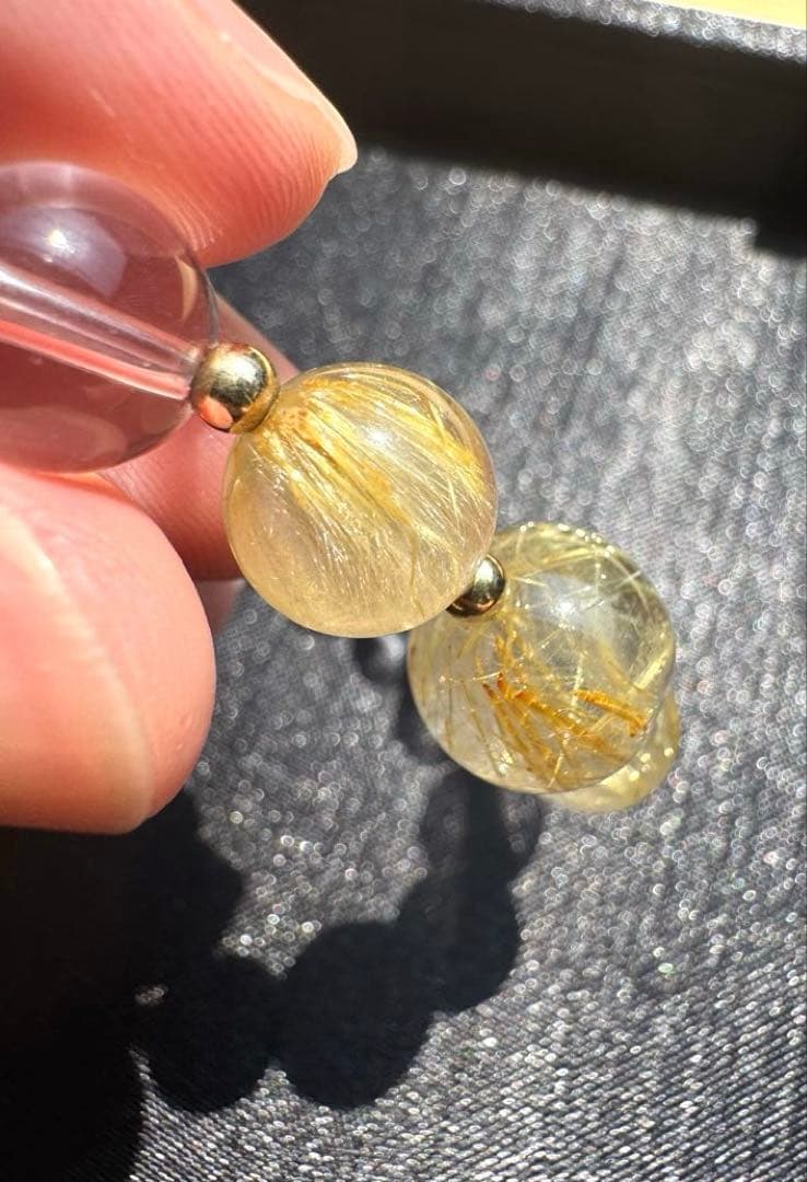 【AAAクラス】【14k】【破格】【ゴールドルチル】【染色無し本物】金運