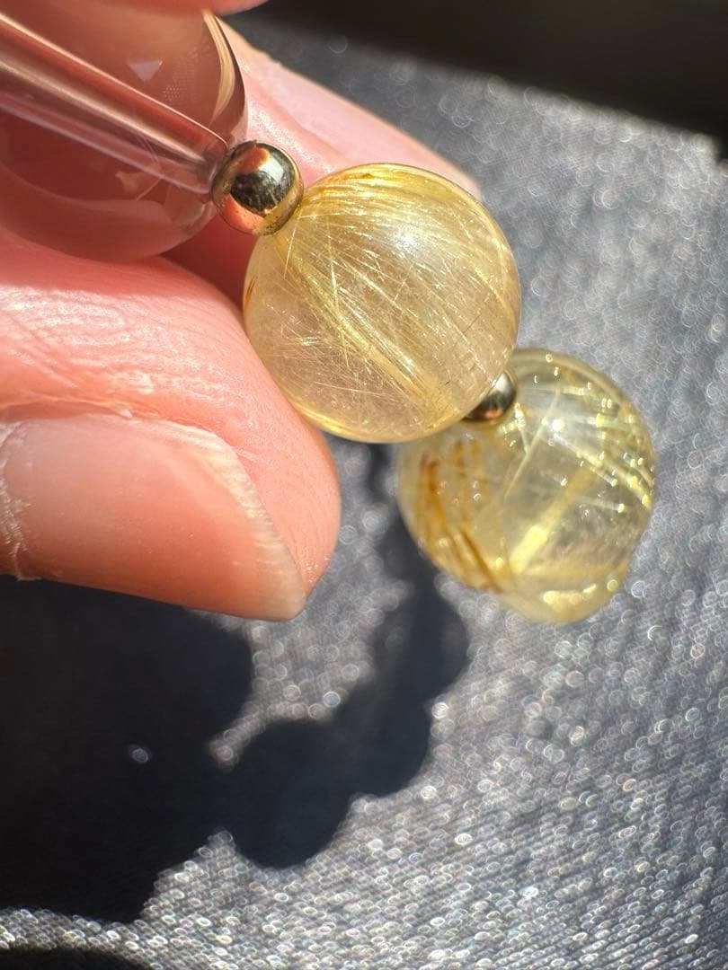 【AAAクラス】【14k】【破格】【ゴールドルチル】【染色無し本物】金運