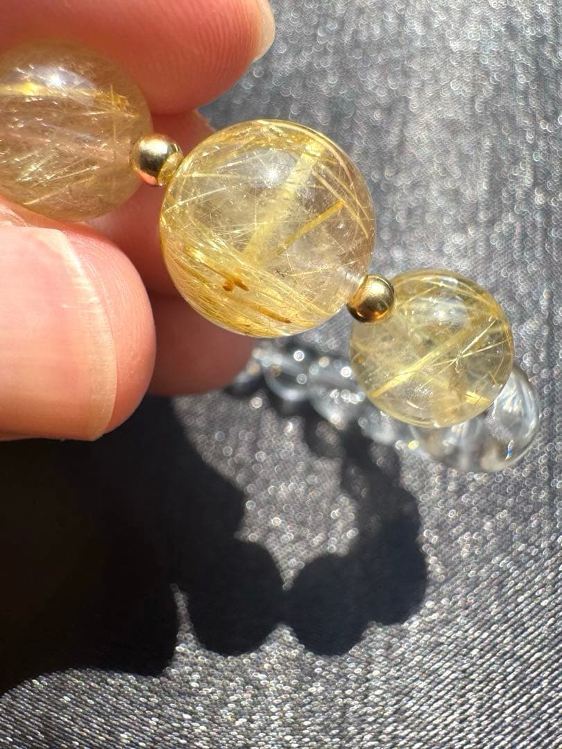 【AAAクラス】【14k】【破格】【ゴールドルチル】【染色無し本物】金運