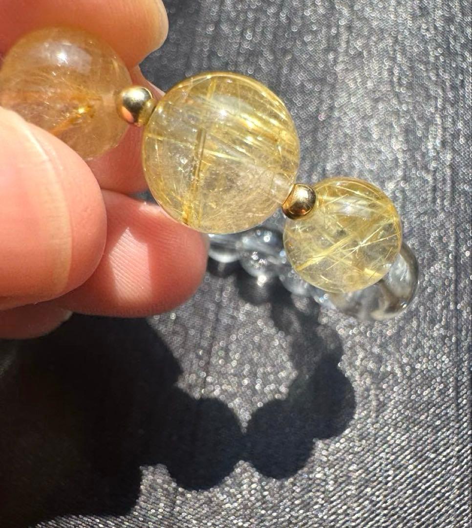 【AAAクラス】【14k】【破格】【ゴールドルチル】【染色無し本物】金運