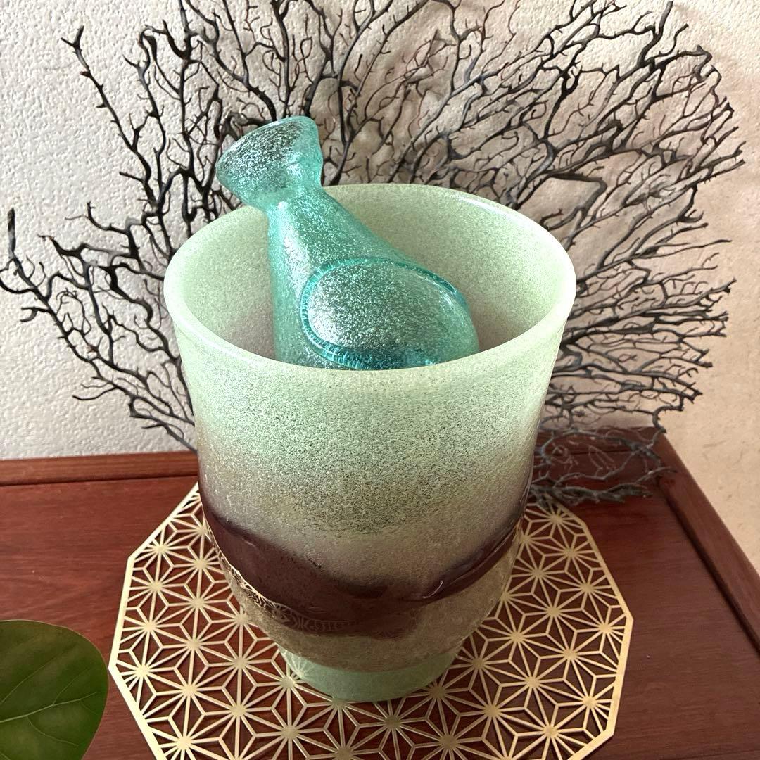 骨董　琉球ガラス　泡ガラス　稲嶺盛吉　初期作品　特大ワインクーラー　刻印無し