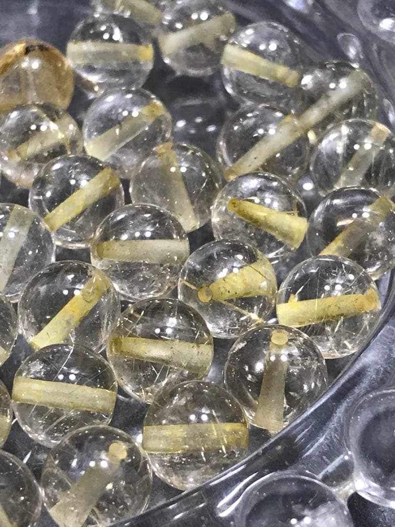 《SHOP》8mm玉【ルチルクォーツ/金針水晶】1mm穴パーツ50個