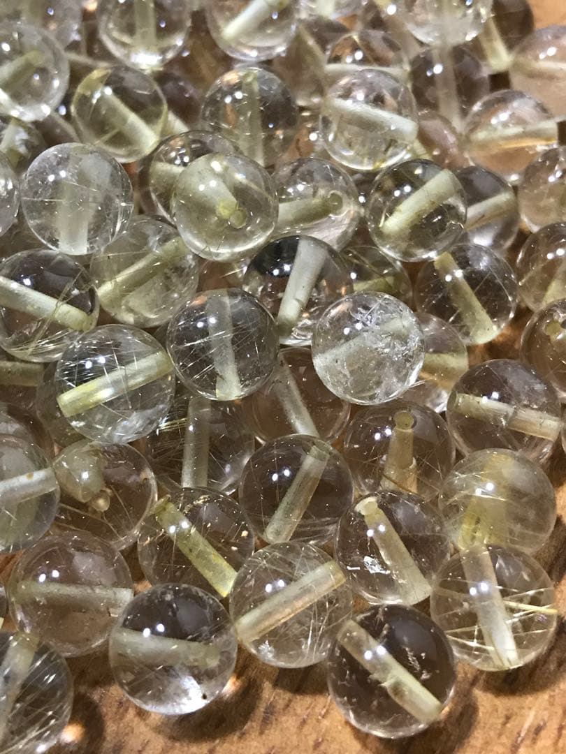 《SHOP》8mm玉【ルチルクォーツ/金針水晶】1mm穴パーツ50個