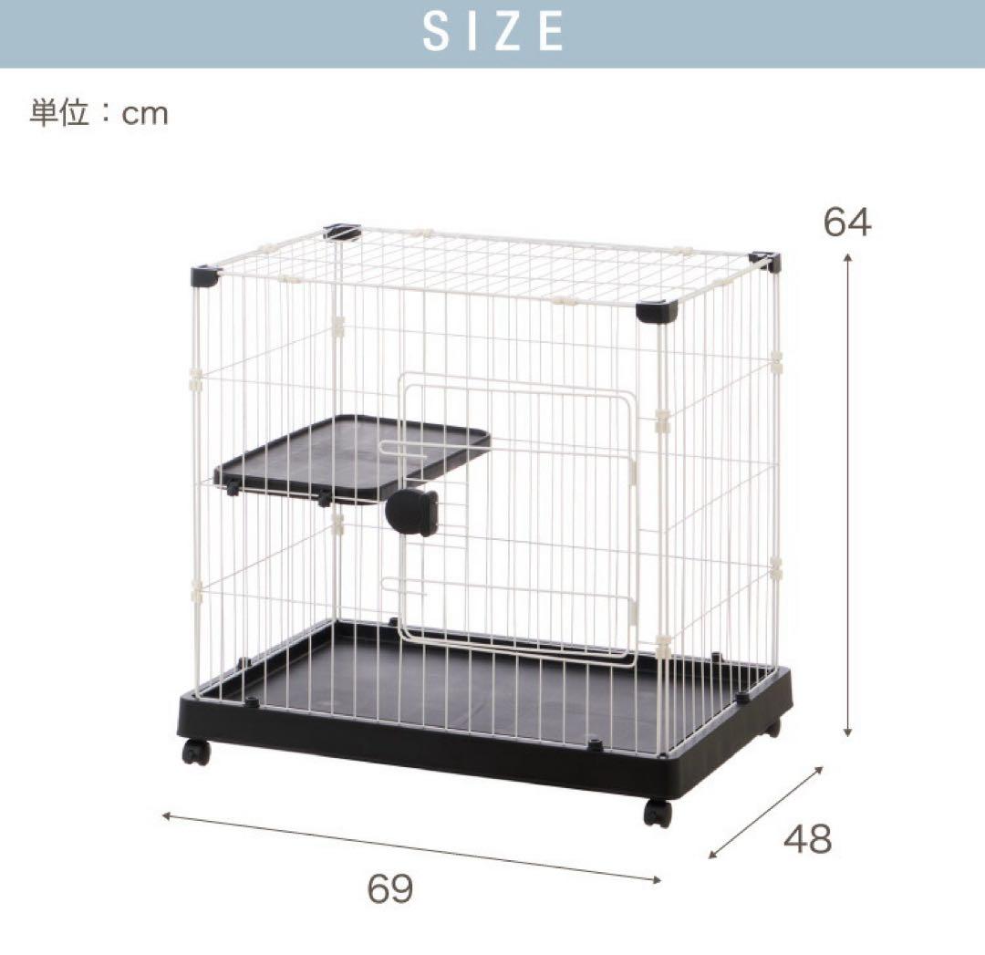 キャットケージ　キャットゲージ　猫用品　ブラック　キャスター付き　小型　黒