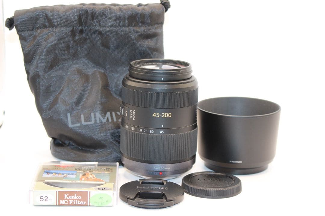 ★お買い得セール★プロテクタ、純正袋付　LUMIX 45-200mm 望遠レンズ