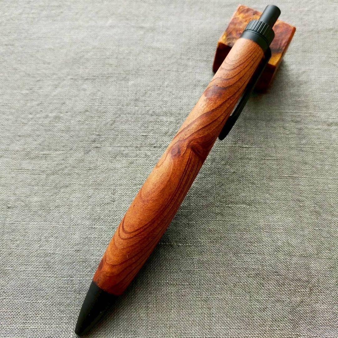 レッドウッド瘤　ハンドメイド　木軸ボールペン　G2　天然木　ブラック