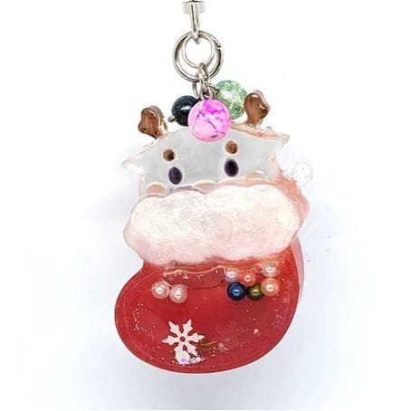 ハンドメイド　ブーツシェイカーキーホルダー　トナカイ　クリスマス　シャカシャカ