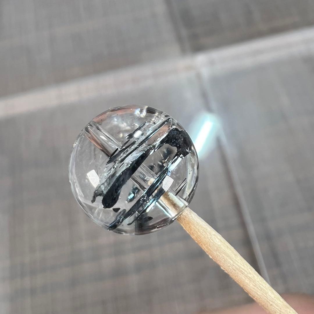 スティブナイトインクォーツ　ビーズ　貫通穴あり　1