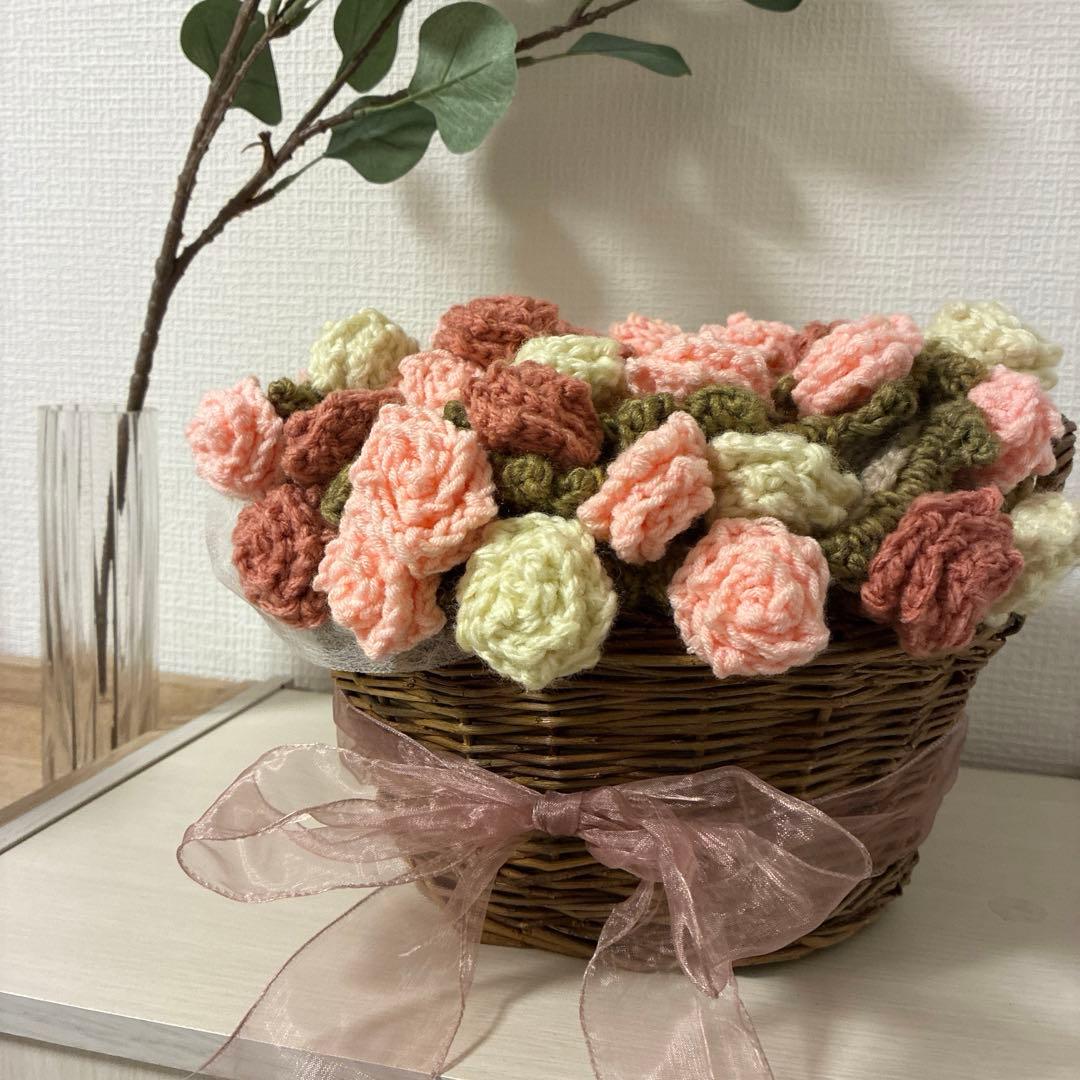かぎ針編み花束ブランケット