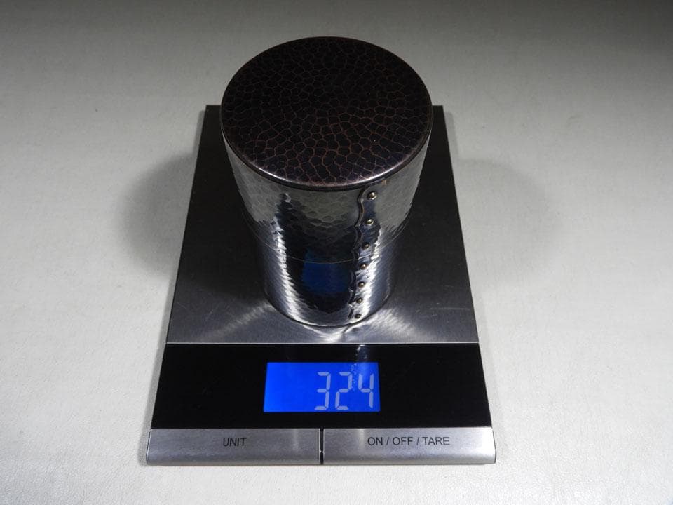 ●新品同等 玉川堂 茶筒 定番 鋲打 紫金色 鎚起銅器 茶道具 美品 黄布 共箱