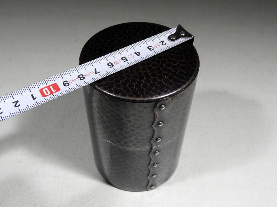●新品同等 玉川堂 茶筒 定番 鋲打 紫金色 鎚起銅器 茶道具 美品 黄布 共箱
