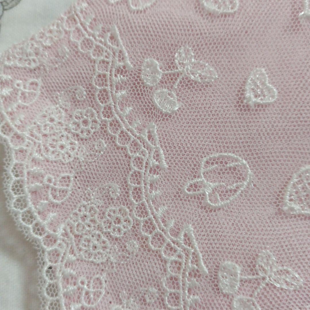 M13★ベビーピンク★チュール★お花＆FRUITS刺繍レース★ハンドメイドマスク