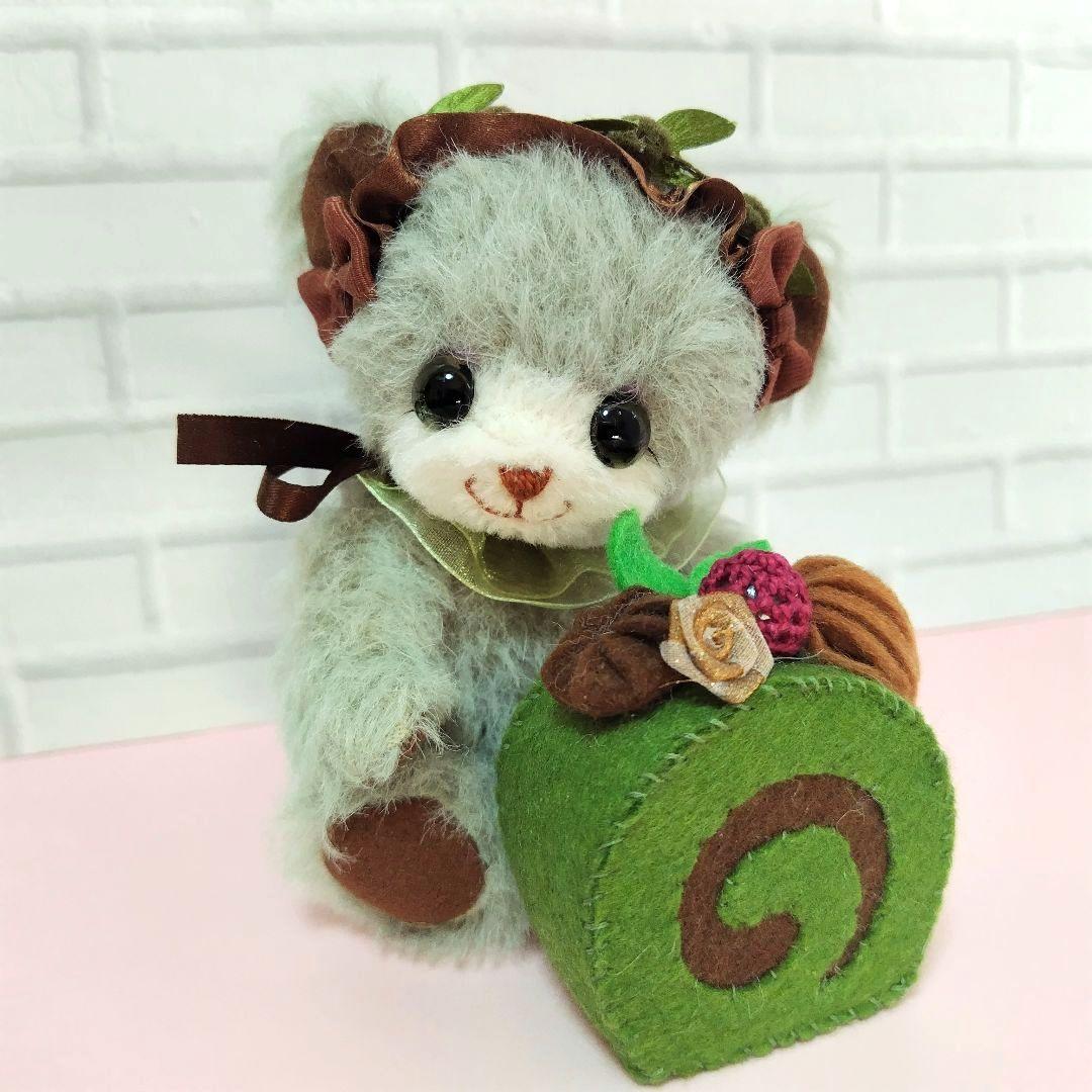 ハンドメイド ぬいぐるみ♪ 抹茶ロールケーキ テディベア
