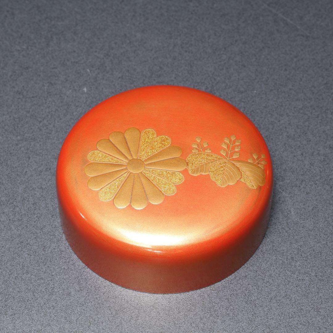 棗　高台寺蒔絵　朱漆　一后一兆　二重箱共箱　共布　R1691