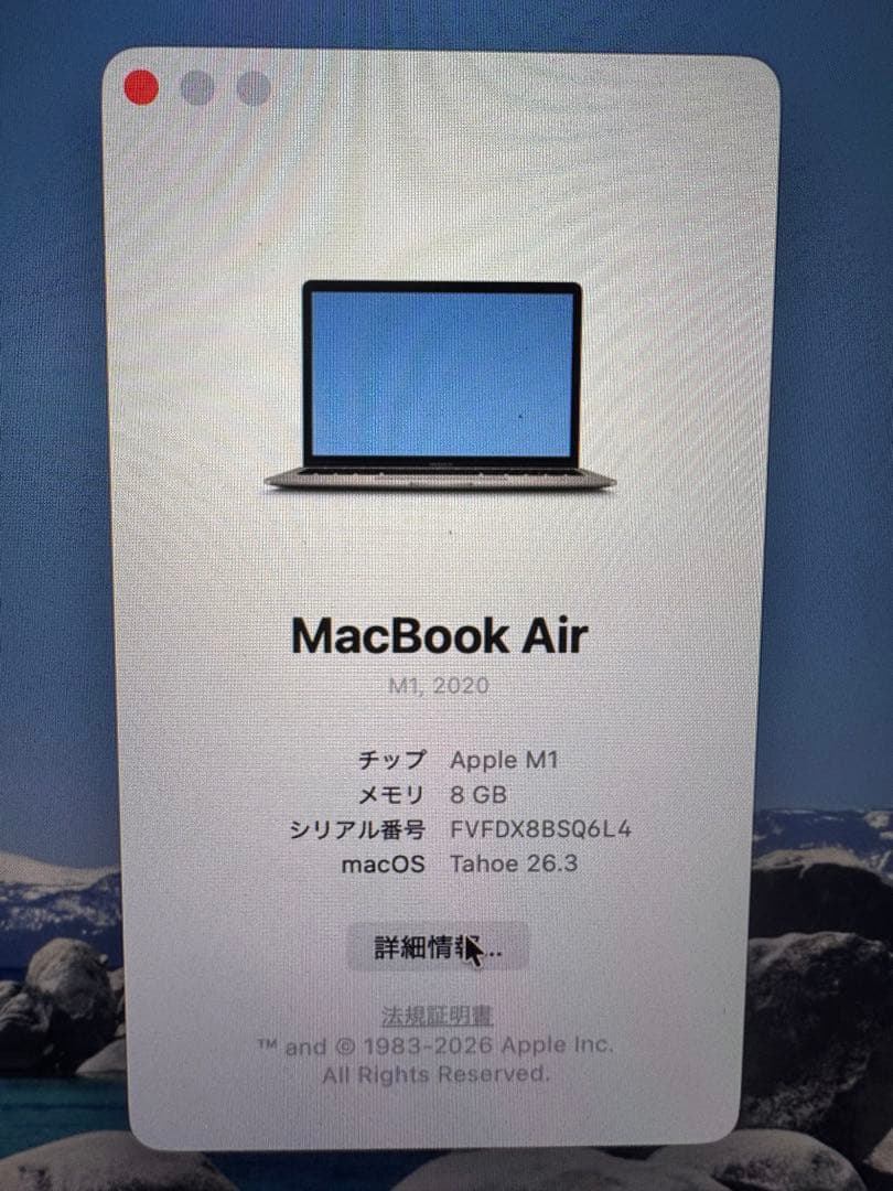 MacBook Air M1 13インチ 8GB 256GB 画面不良