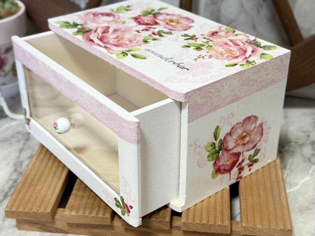 木製引き出しBOX※ キャニスターラック※ キッチンシェルフ※時計※デコパージュ
