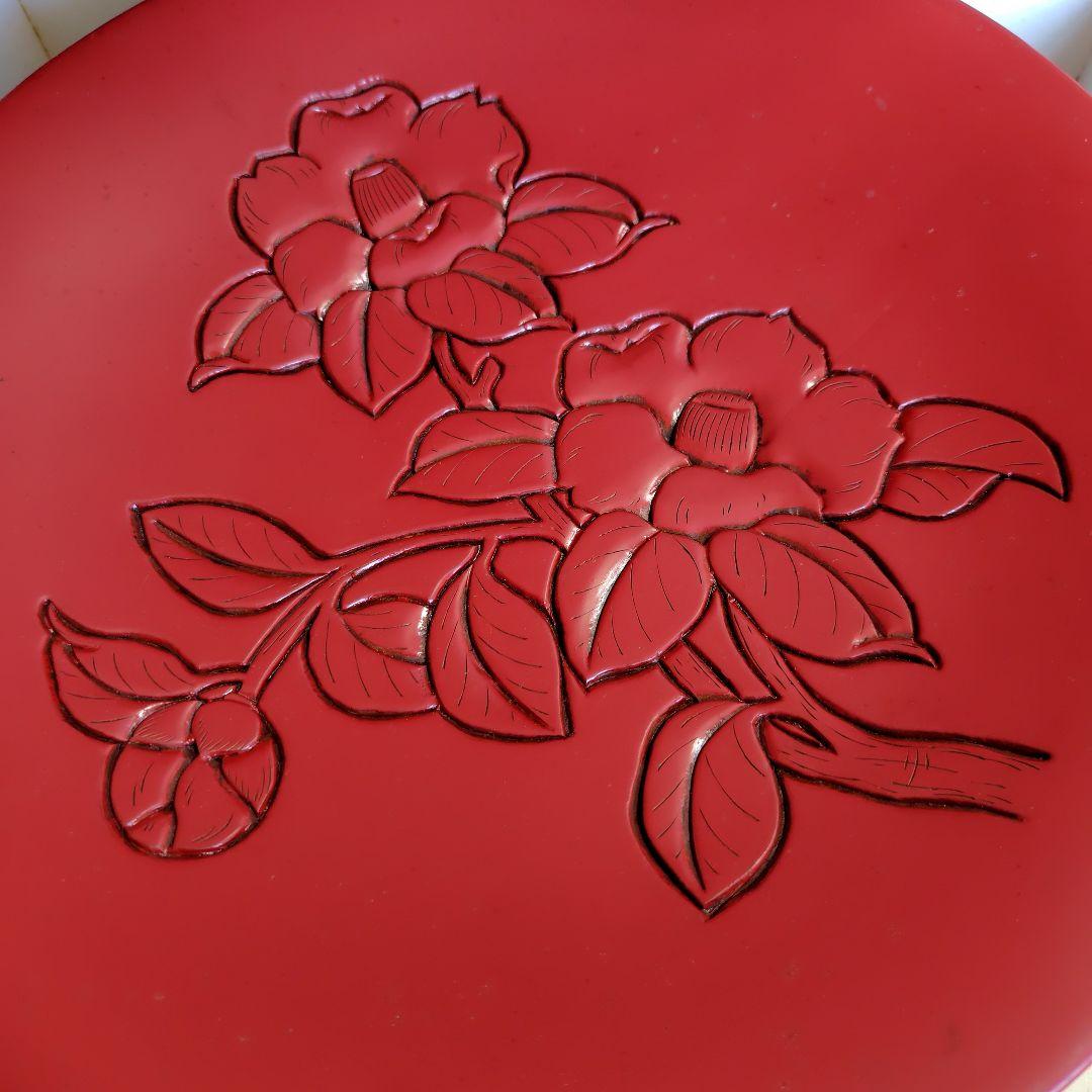 村上木彫堆朱　漆器　大皿　丸皿　箱付き　実物は写真より暗めです。