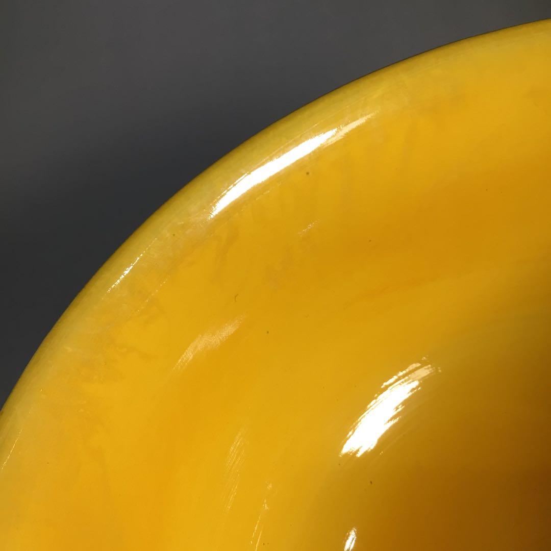 Ｍ５４２　鉢　『平安　高島洸春造』『黄交趾』『牡丹絵』『深鉢』　共箱　菓子器