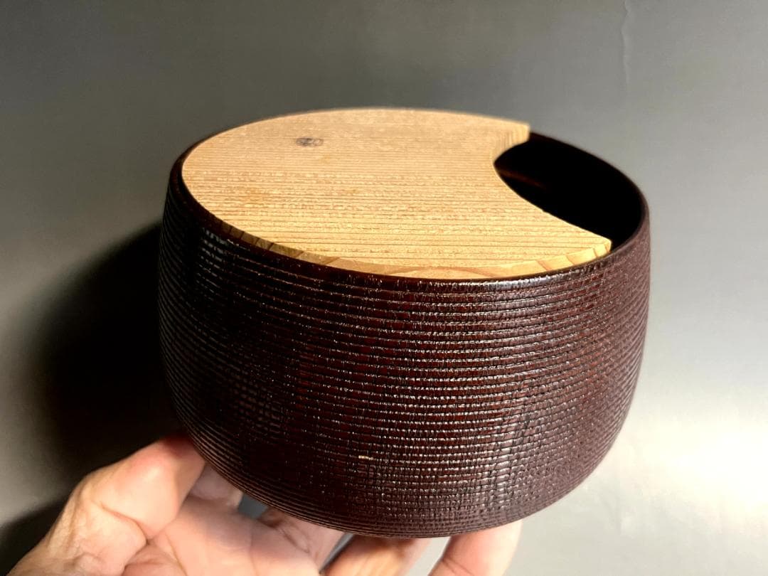 茶巾台■指物師 岩木裕軒作【裏千家 淡々斎好】千筋 溜塗 茶巾台（茶巾落）■