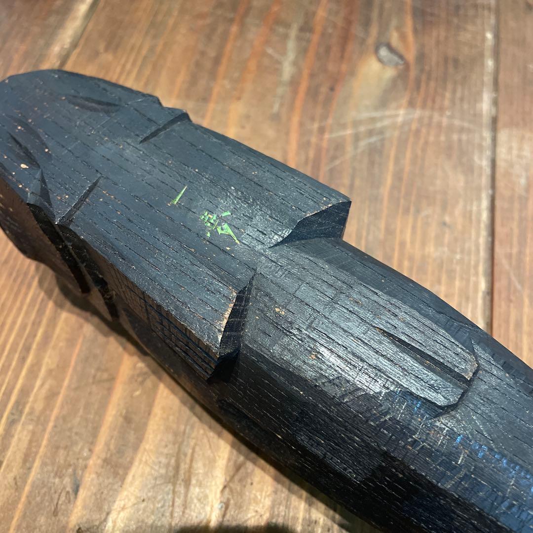美品　木製　横山一夢　木彫　鯉　置物　共箱付き　オブジェ