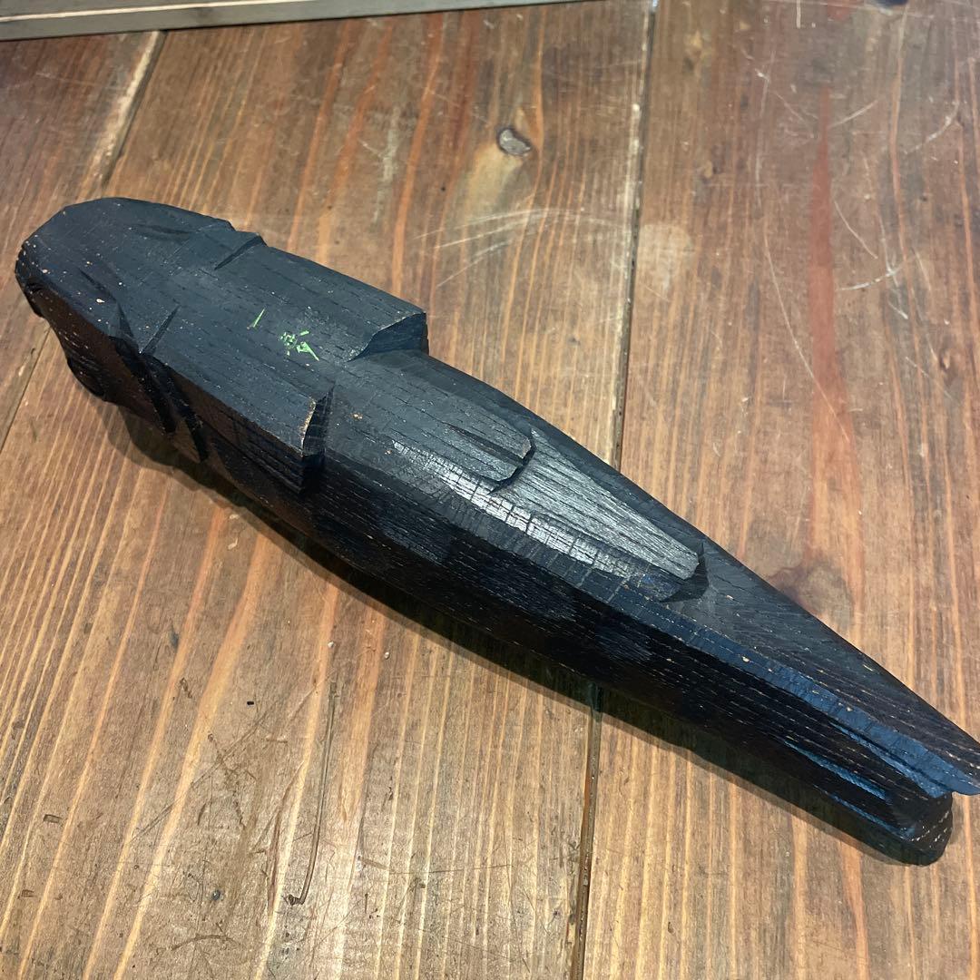 美品　木製　横山一夢　木彫　鯉　置物　共箱付き　オブジェ