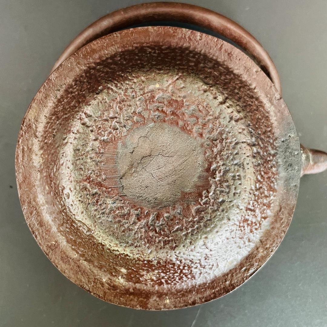 南部鉄瓶 波千鳥文 鉄瓶 湯沸 鉄製 茶道具 小鉄瓶 急須型 時代物R8SA16