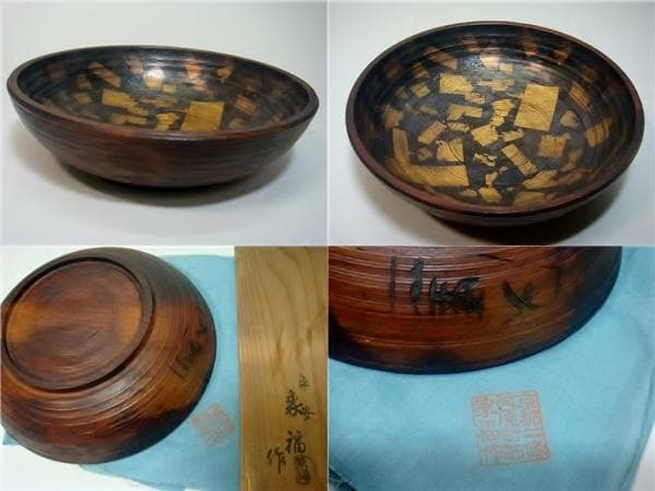 菓子器■【希少大正期】京漆器 象彦 三代嘉納象福作 鳥鉢形 松菓子器 木津宗泉■