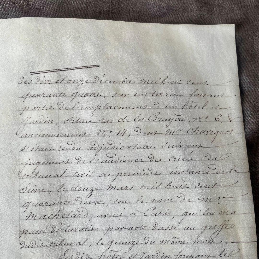 羊皮紙のマニュスクリ①19世紀カリグラフィー　紙もの　古書　フランスアンティーク