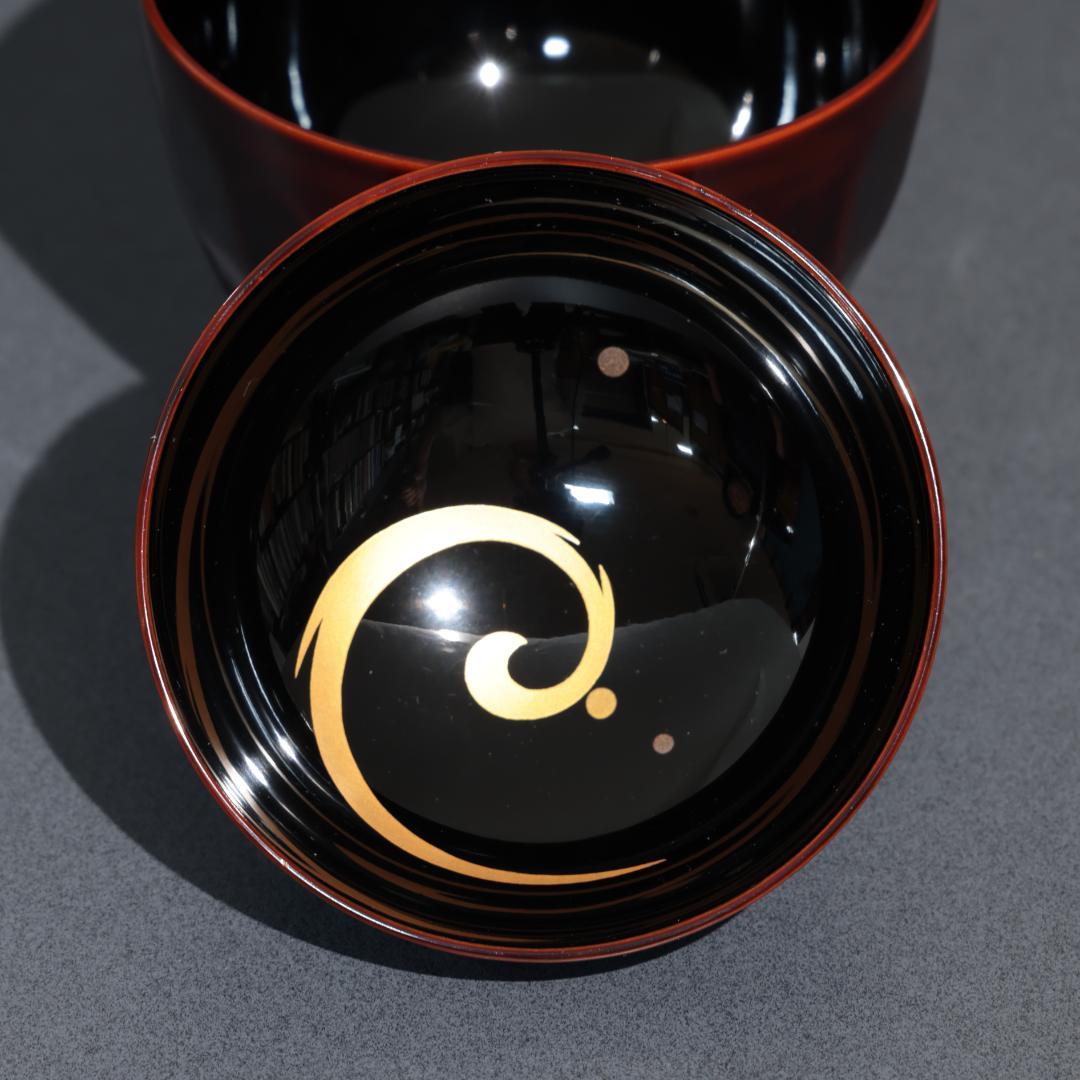 輪島塗　吸物椀５客　渦文　共箱　金蒔絵　大向高洲堂　R1589P3