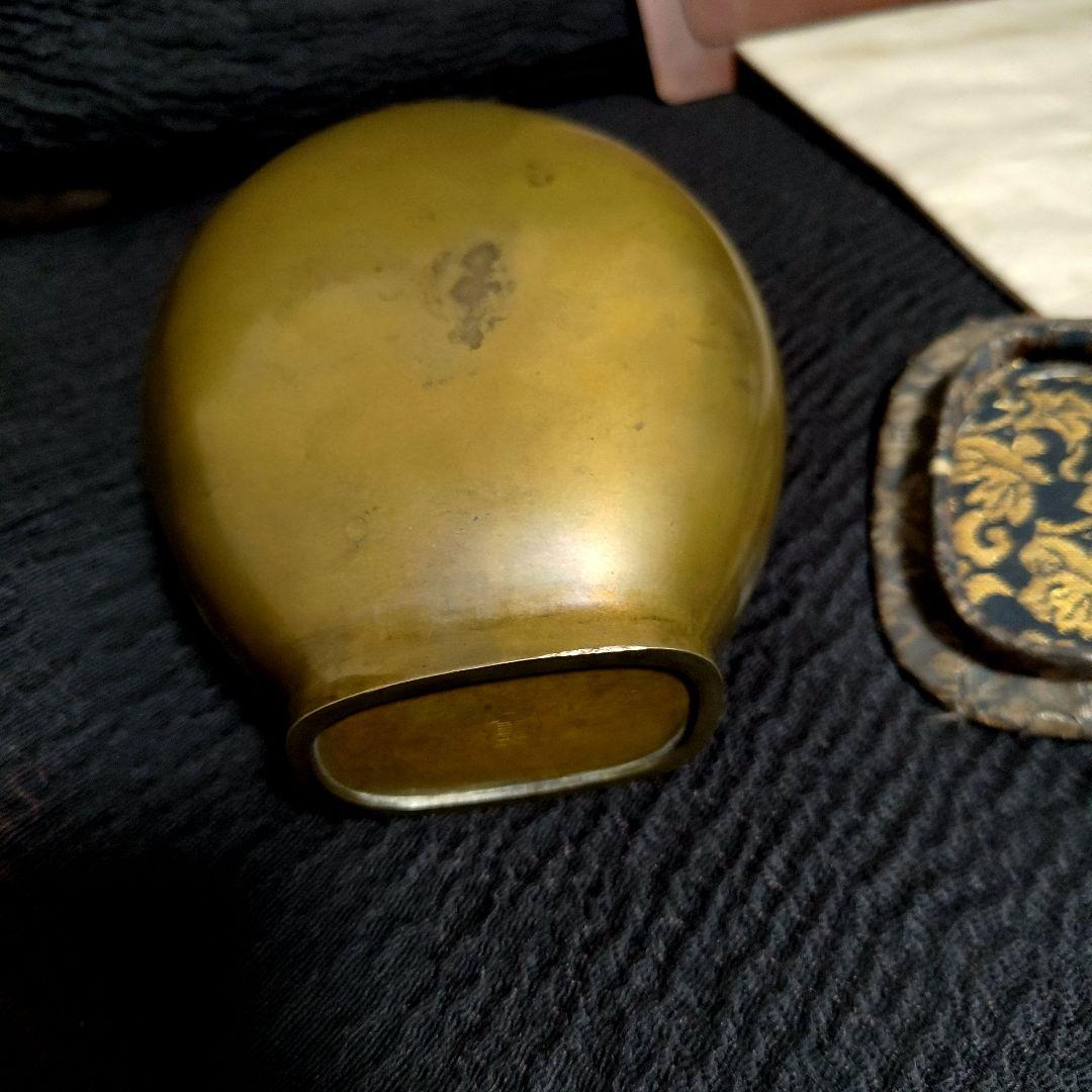 詳細不明青銅製花瓶壺？柘榴ザクロざくろ？花？模様 アート工芸品専用箱等付き