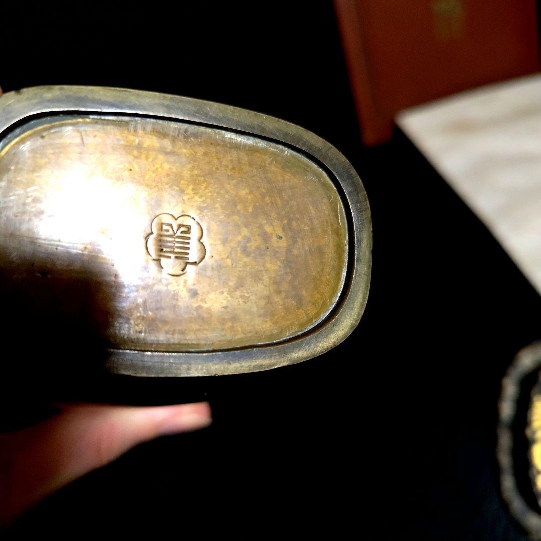詳細不明青銅製花瓶壺？柘榴ザクロざくろ？花？模様 アート工芸品専用箱等付き