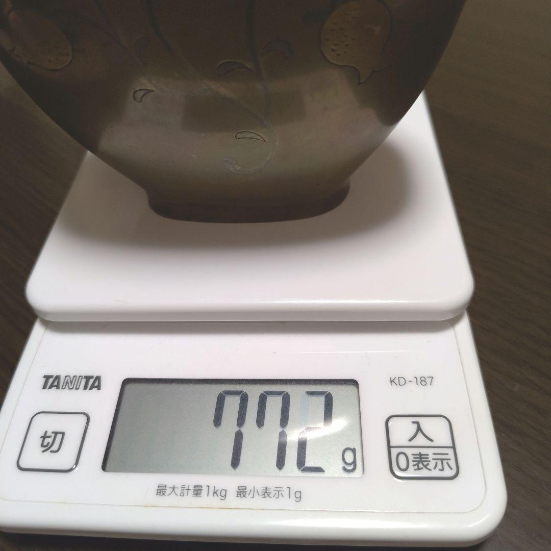 詳細不明青銅製花瓶壺？柘榴ザクロざくろ？花？模様 アート工芸品専用箱等付き