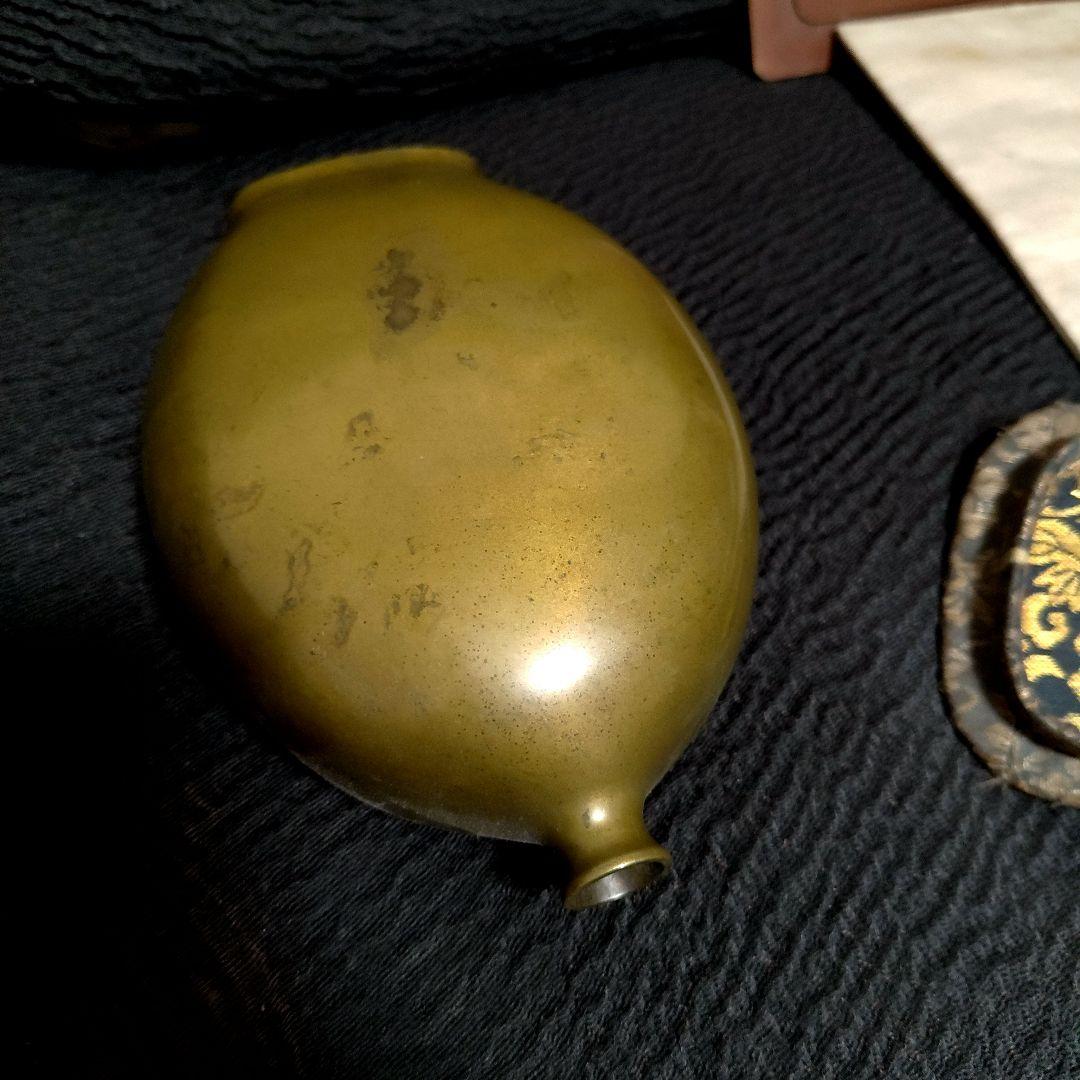 詳細不明青銅製花瓶壺？柘榴ザクロざくろ？花？模様 アート工芸品専用箱等付き