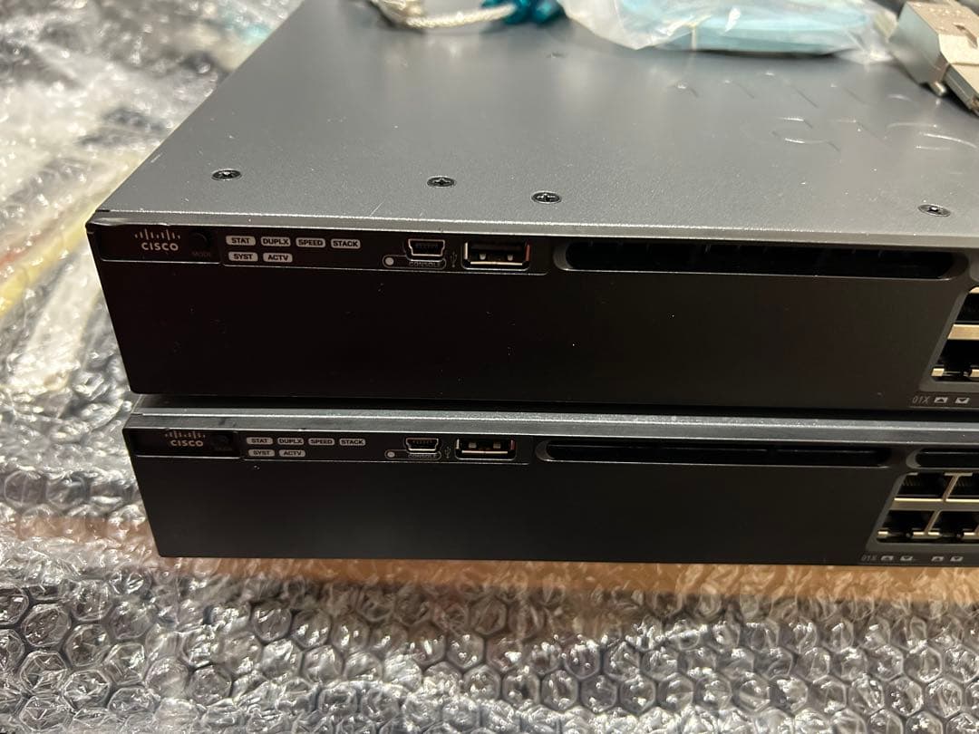 【CCNA、CCNP】2台セット スタックCisco L3スイッチ3650